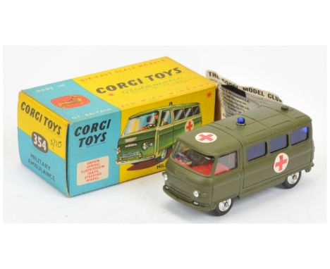 Corgi 354 Commer "Ambulance" green body, red interior, blue windows and roof light, red and white crosses to roof and sides, 