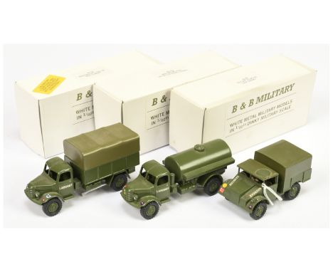 B &amp; B Military&nbsp; (Barnes &amp; Buller) &nbsp;1/60th scale Group of 3&nbsp; (1) Guy 15-CWT (2) Bedford 3-ton covered t