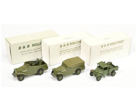 B &amp; B Military&nbsp; (Barnes &amp; Buller) &nbsp;1/60th scale Group of 3&nbsp; (1) Ford 15 CWT with gun crew , (2) White 