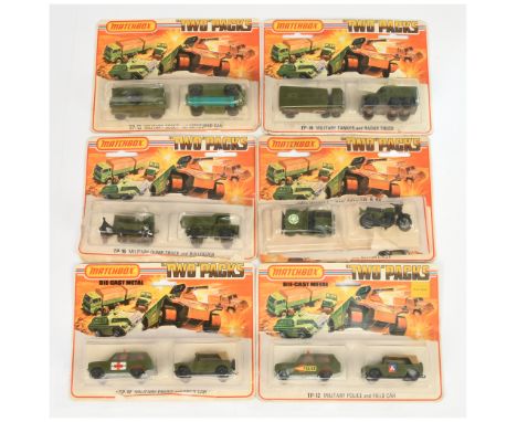 Matchbox Superfast Military group 6 twin pack issues to include TP14 tanker and Badger, TP12 Field Car and Range Rover plus o