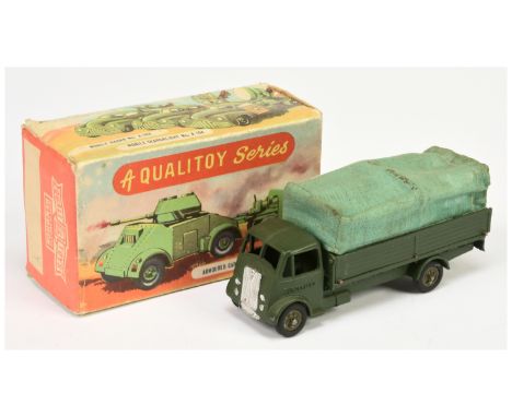Benbros&nbsp; Qualitoys AEC Military covered wagon - green with light green cloth canopy - Good (does have some white pain wr