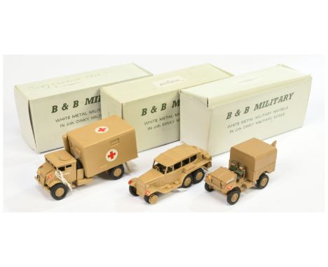 B &amp; B Military&nbsp; (Barnes &amp; Buller) &nbsp;1/60th scale Group of 3&nbsp; (1) Bedford crane truck (2) Chevrolet "Amb