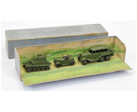 Dinky Pre-War 152 "Royal Tank Corps" set - contains (1) 152a Light Tank, (2) 152c Austin Seven car and (3) 152b Reconnaissanc