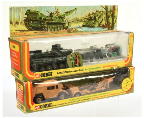 Corgi Military pair (1) 908 AMX 30D Recovery tank - green including plastic rollers with black rubber tracks with figures (op