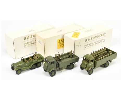 B &amp; B Military&nbsp; (Barnes &amp; Buller) &nbsp;1/60th scale Group of 3&nbsp; (1) Bedford QLT Troop carrier (2) same but