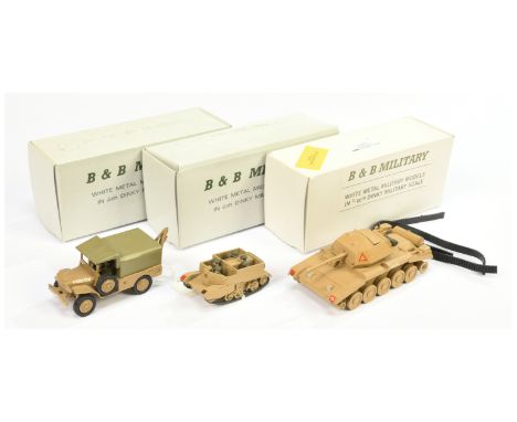 B &amp; B Military&nbsp; (Barnes &amp; Buller) &nbsp;1/60th scale Group of 3&nbsp; (1) Crusader tank ,(split tracks),&nbsp; (