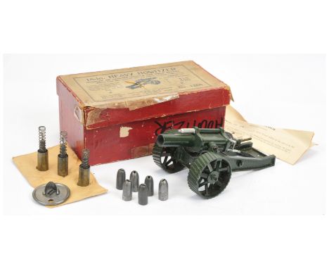 Britains 1266 18" Heavy Howitzer - dark military green including wheels, silver trim with shells and instruction leaflet - Go