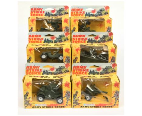 Lone Star Army Strike Force issues to include 1521 Anti-tank gun, 1523 Armoured car, 1525 Jeep plus others - conditions are g