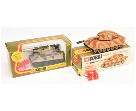 Corgi Tanks a pair(1) 900 PZKPFW Tiger - camouflage beige/green and (2) 904 King Tiger - camouflage light tan/burnt orange - 