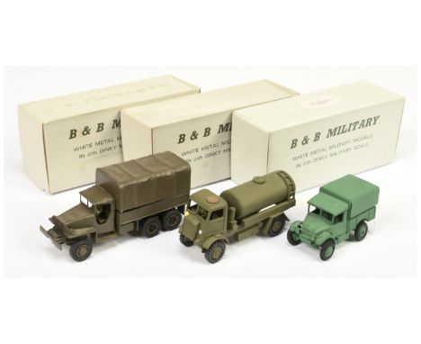 B &amp; B Military&nbsp; (Barnes &amp; Buller) &nbsp;1/60th scale Group of 3&nbsp; (1) Ford 15 CWT GS Body , (2) Bedford 3-To