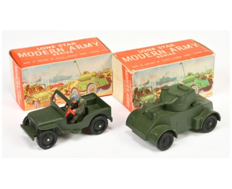 Lone Star Military a pair (1) "US" Jeep - green, red plastic steering wheel, with correct figure Near Mint (slight wear to di