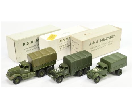 B &amp; B Military&nbsp; (Barnes &amp; Buller) &nbsp;1/60th scale Group of 3&nbsp; (1) Diamond T covered truck ,&nbsp; (2) St