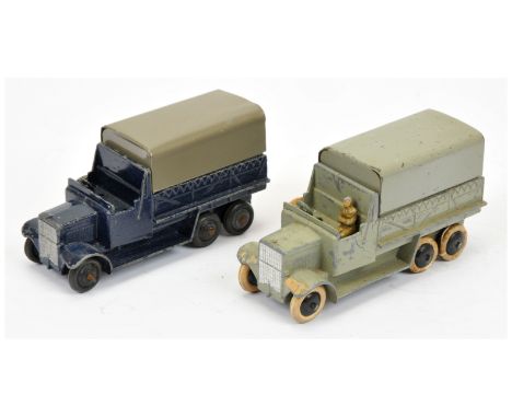Dinky 25S 6-Wheeled cover wagon a pair (1) light grey including metal tilt, black smooth hubs with white tyres, tow hook and 