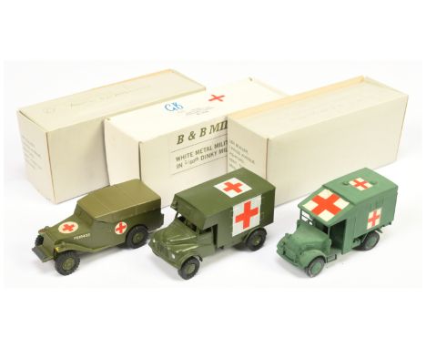 B &amp; B Military (Barnes &amp; Buller) 1/60th scale Group of 3&nbsp; "Ambulances" - (1) Scout car, (2) Austin K9 and (3) Au
