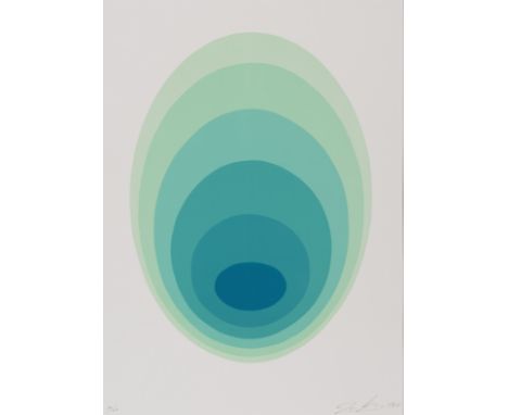 JAN KALAB (born 1978) Vibrating Egg (Verde)  Sérigraphie en couleur.  Signée, datée et numérotée 30/80. Timbre secZeefdruk in