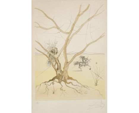 SALVADOR DALÍ (1904-1989)Asher from les 12 tribus d'Israël, 1973       Eau-forte en couleur. Signée et numérotée 14/195. Ed. 