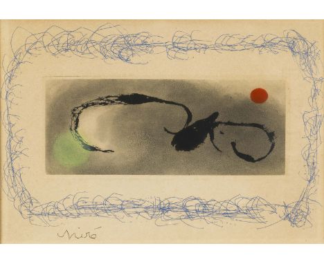 JOAN MIRÓ (1893-1983) D'après Carte de voeux, 1963 Eau-forte originale. Signée dans la planche. Justifiée au dos. Galerie Adr