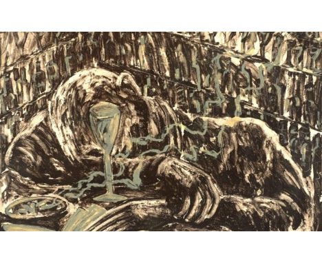 MIQUEL BARCELÓ (B. 1957)Jeune homme ivre dans un bar, 1983  Lithographie en couleur. Signée et numérotée 55/75Kleurenlithogra