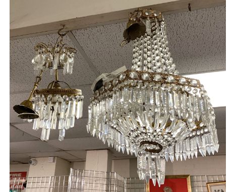 CRYSTAL DROP CHANDELIER &amp; 1 OTHER