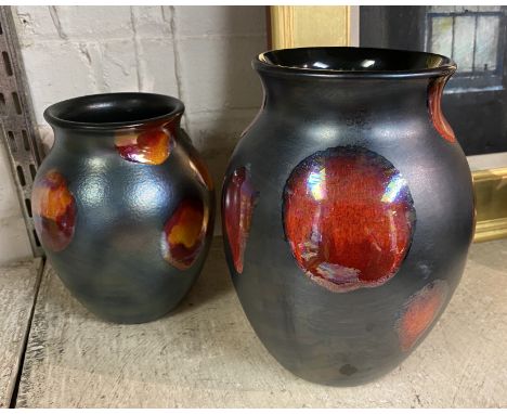 2 POOLE POTTERY VASES - 20.5CMS (H) &amp; 16.5CMS (H)