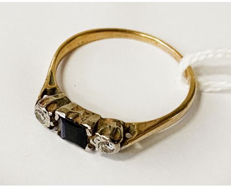 VINTAGE LADIES GOLD DIAMOND/SAPPHIRE RING SIZE P