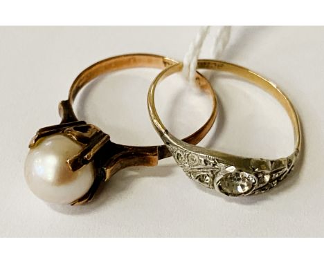 TWO GOLD RINGS - SIZES O &amp; M