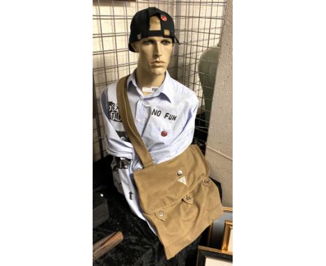 VINTAGE HALF SHOP MANNEQUIN WITH SEX PISTOLS SEDITIONARIES STYLE T SHIRT WITH BAG &amp; CAP