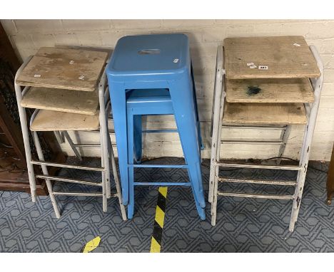 8 VARIOUS VINTAGE STOOLS