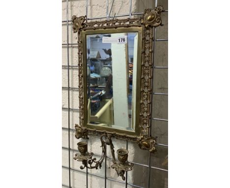 EARLY BRASS CANDLESTICK MIRROR