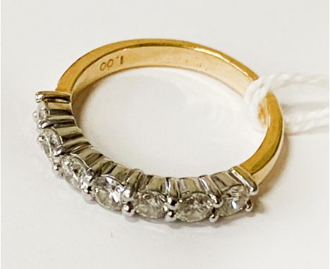 18 CARAT 7 DIAMOND (1 CARAT TOTAL - APPROX) RING SIZE M/N