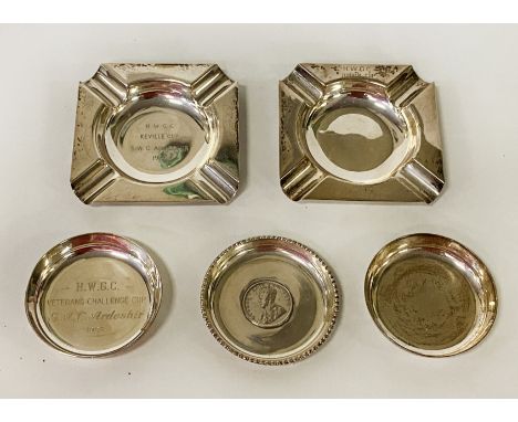 COLLECTION OF H/M SILVER ASHTRAYS &amp; PIN TRAYS APPROX 330 GRAMS