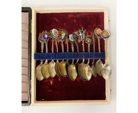 9 H/M SILVER SOUVENIR TEA SPOONS WITH SILVER PLATED ONES