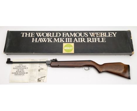 A Webley Hawk MKIII .22 calibre air rifle with instruction leaflet in original box:.