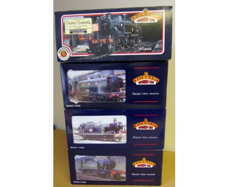 Bachmann, a 2-6-2 tank locomotive No 41241 in BR black livery: an 0-6-0 tank locomotive No 8763 in BR black livery, a 2-6-2 t
