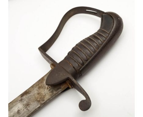 A 1796 pattern Light cavalry sabre:, the curved single edge blade over an iron hilt with langets and single quillon, one piec