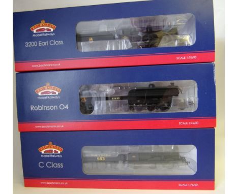 Bachmann,a 4-4-0 locomotive No 9017 with six wheel tender in BR black livery: a 2-8-0 locomotive No 63635  with six wheel ten