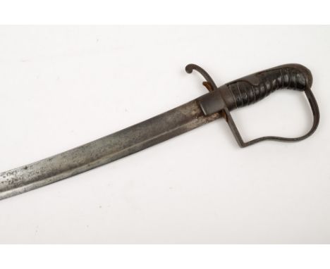 A 1796 pattern cavalry officer's sword:, curved fullered blade over hilt with single quillon and double langets, bar guard an