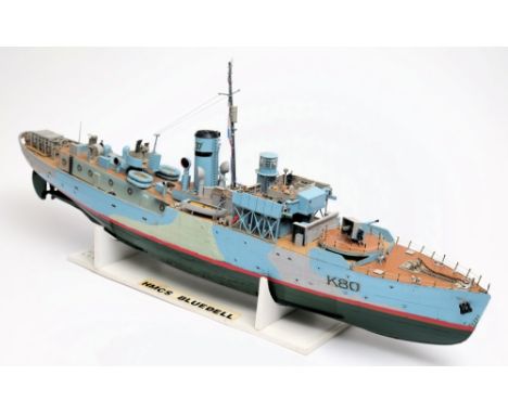 A scale model of the Flower-class corvette HMS Bluebell:. 