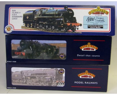 Bachmann, a 4-6-0 locomotive No 75003  with six wheel tender in GWR green livery:  a 2-8-0 locomotive No 90274 with six wheel