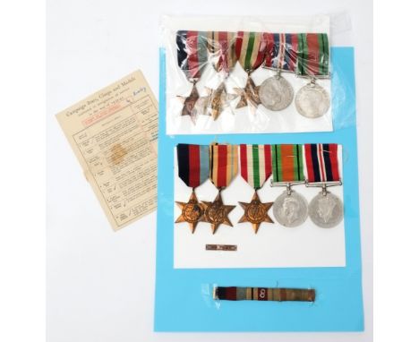 Two WWII groups of five:, one with annotated Army Council list annotated '16067' the other unnamed. 