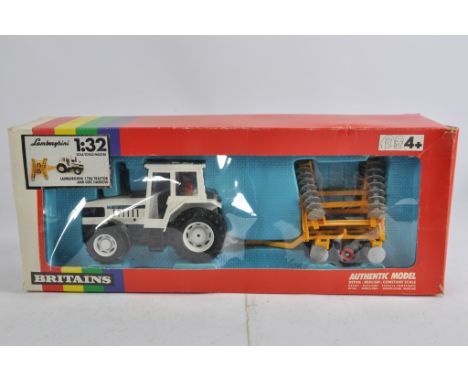 Britains Lamborghini Tractor and Disc Harrow Set. NM to M in G Box. Rare.