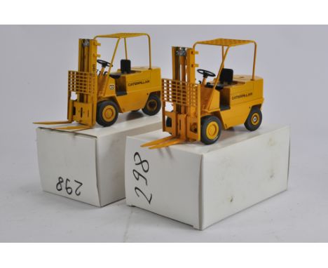 Gescha No. 298 Caterpillar Forklifts. Two versions, one lighter shade of yellow. M in Boxes. (2)