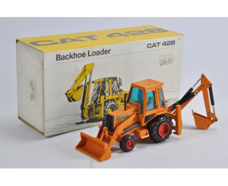 NZG No. 2851 CAT 428 Tractor Backhoe Loader. Rare Orange Special Edition. NM to M in VG to E Box.