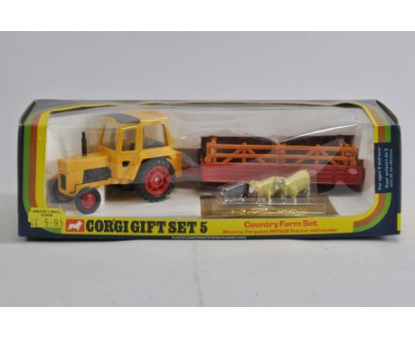 Corgi GS5 Country Farm Gift Set with Massey Ferguson Tractor. NM to M in VG to E Box.