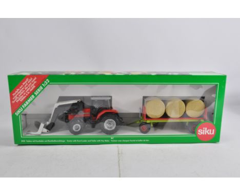 Siku 1/32 Massey Ferguson Tractor with Baler Trailer Set. M in Box. Rare.
