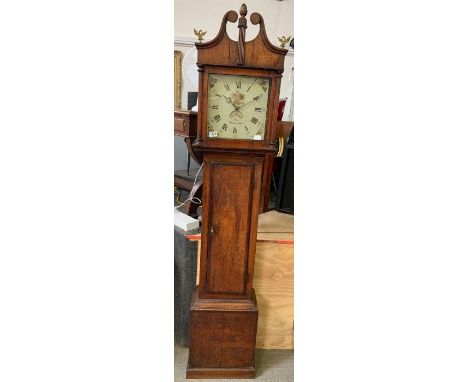 A 19th century 30 hour longcase clock, Price, Wiveliscombe, the decorative enamel dial with subsidiary calendar dial, with we