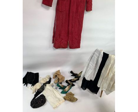 A small quantity of ladies early 20th century and later undergarments; together with a collection of ladies vintage footwear 