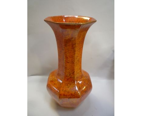 A ROYAL WORCESTER REGENCY WARE VASE, orange lustre, height 26cm (restorations)