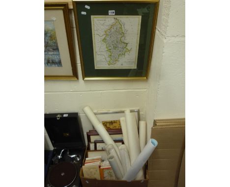 A COLLECTION OF ORDNANCE SURVEY MAPS, topographical prints and pictures etc