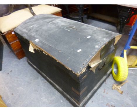 A DOME TOP TRAVELLING TRUNK, initialled E.K.O. to the top (s.d.)